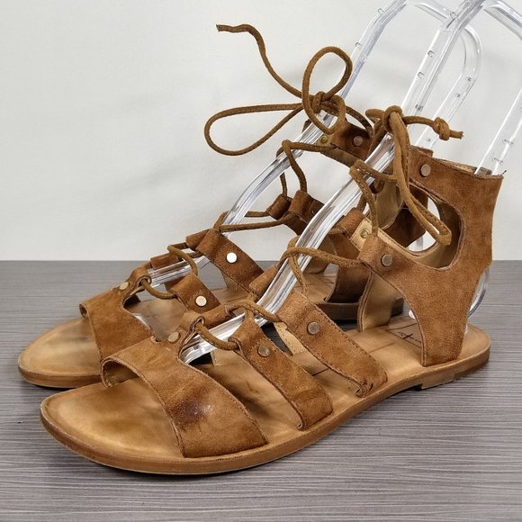 Dolce Vita Jasmyn Lace Up Gladiator Sandal, Cognac Suede, Womens Size 7.5 M - Picture 3 of 12